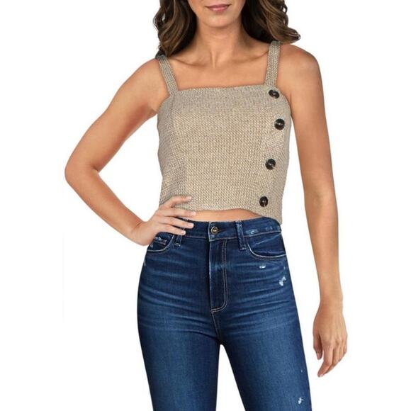 Lucy Paris Womens Camille Tan Knit Button Tank size M NWT. - Picture 1 of 9